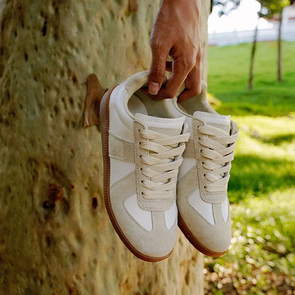 White Leather Low Top Sneakers Shoes