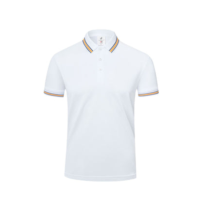 Men's Casual Cotton Short-Sleeve Polo Shirt with Lapel Collar