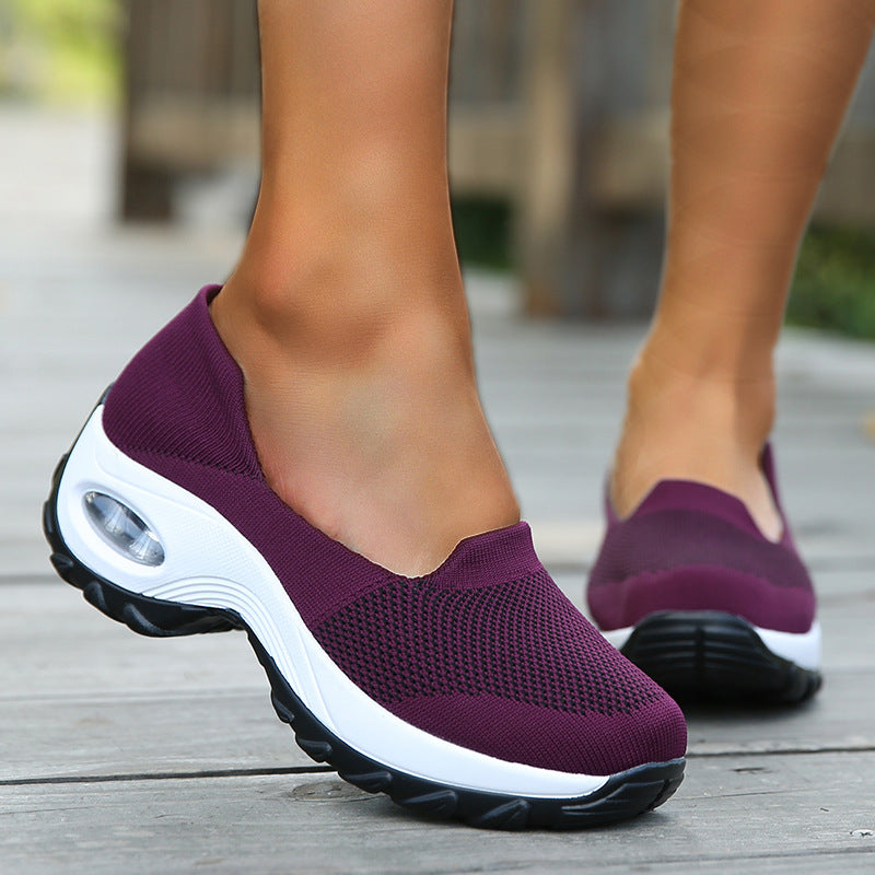 Women's Fly-Woven Fabric Athletic Low Heel Sneakers