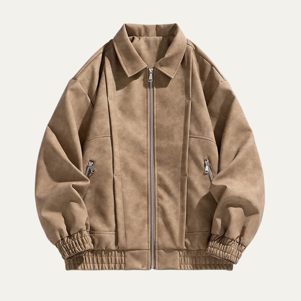 Men's Slim Fit Suede Leather Bomber Jacket