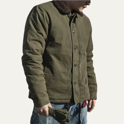Classic Men's Military Style Fleece Lined Jacket