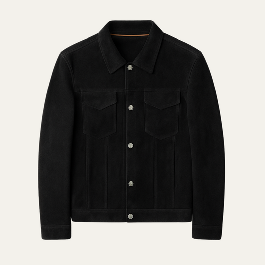 Men's Synthetic Leather Vintage Denim Jacket - OutfitLondon