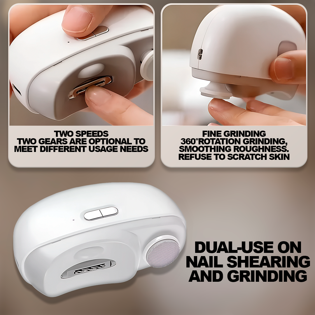 Automatic Nail Clipper & Electric Nail Trimmer -2-in-1 Portable Fingernail Cutter with Light & 2 Speeds