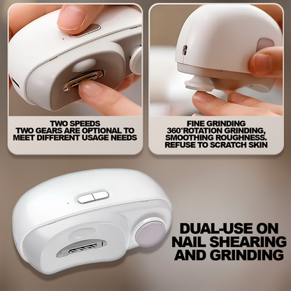 Automatic Nail Clipper & Electric Nail Trimmer -2-in-1 Portable Fingernail Cutter with Light & 2 Speeds