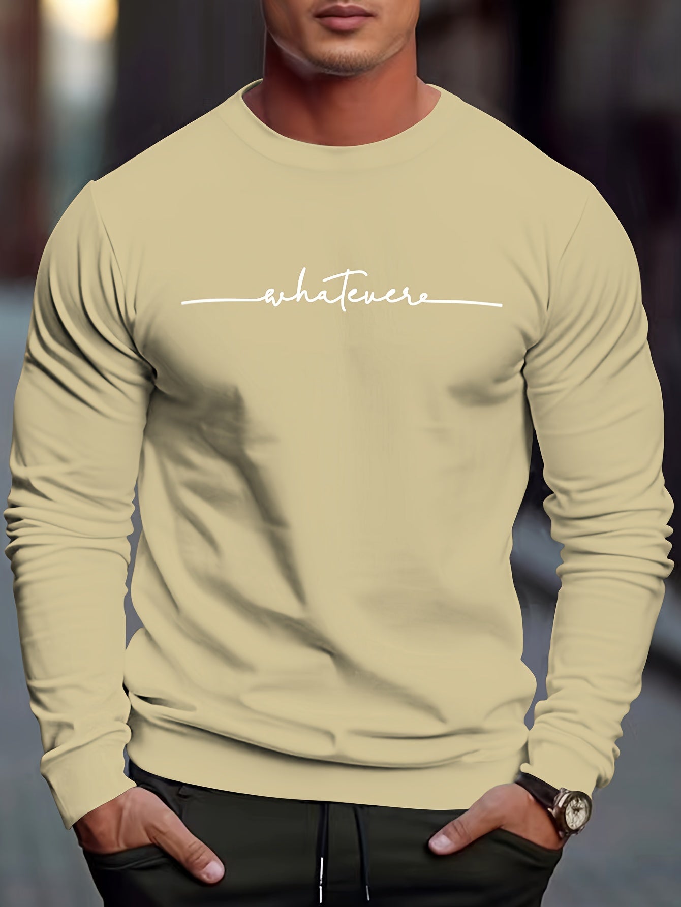 Casual Mens Sweatshirt with Humorous Graphic Design