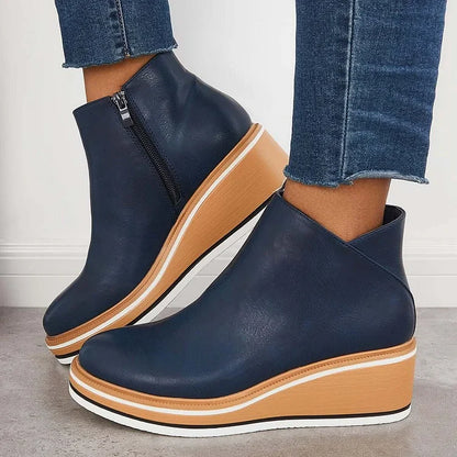 Fashionable Ankle Boots with Side Zipper - OutfitLondon