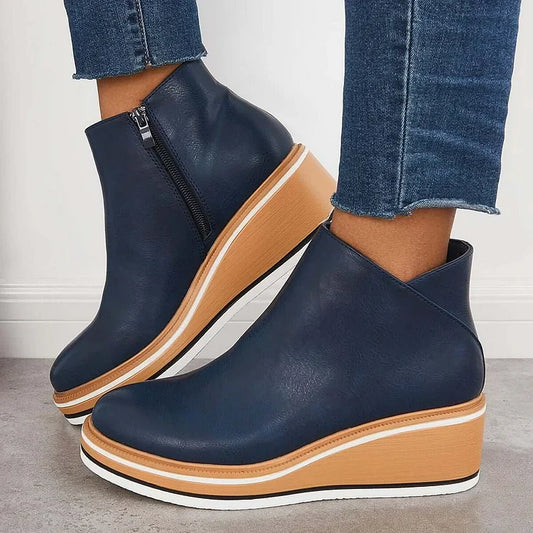 Fashionable Ankle Boots with Side Zipper - OutfitLondon