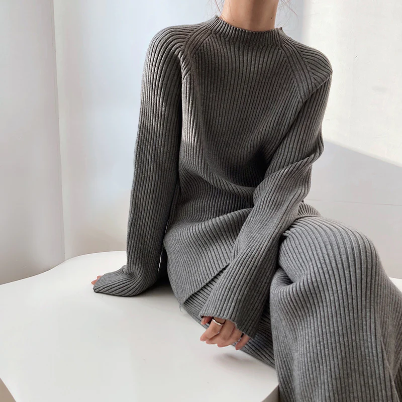 Soft Women's Wide Leg Knit Jumpsuit Outfit