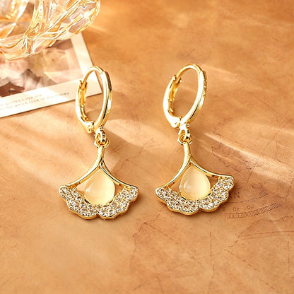 Women's Elegant Gold Leaf Drop Earrings
