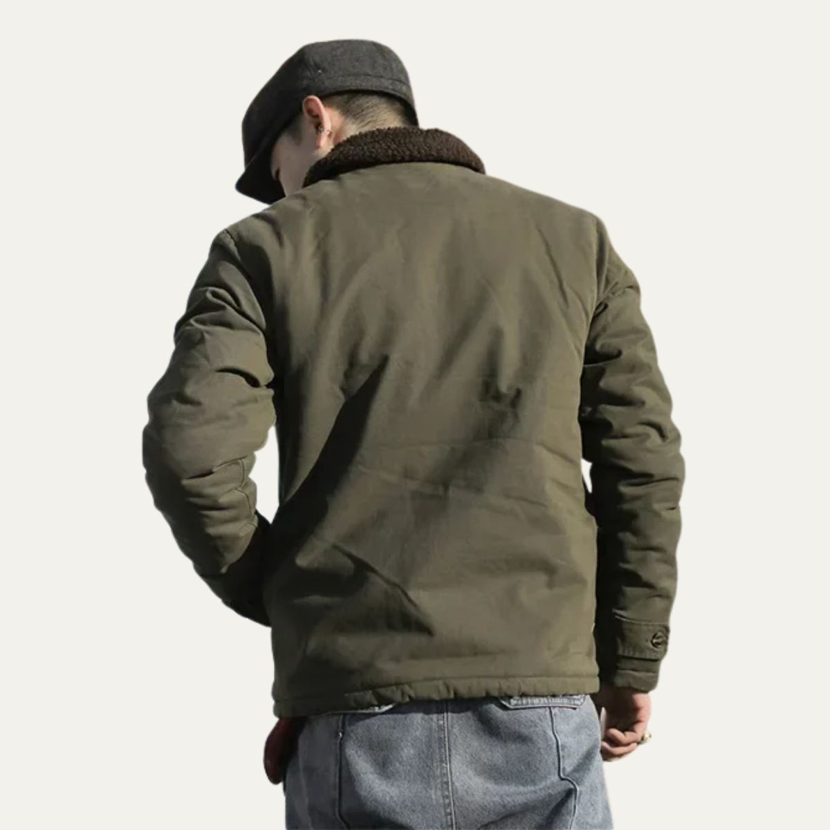 Classic Men's Military Style Fleece Lined Jacket