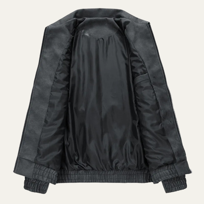 Men's Slim Fit Suede Leather Bomber Jacket