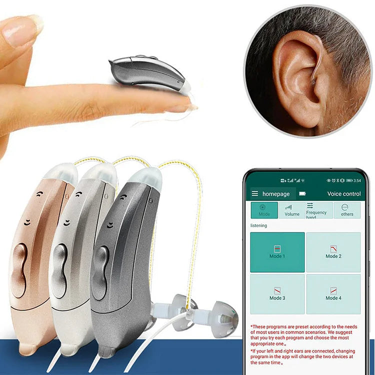 Behind Ear Hearing Aid : Invisible Bluetooth Hearing Aids With App Control