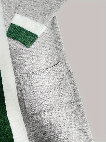 Classic Long Cardigan with Bright Details