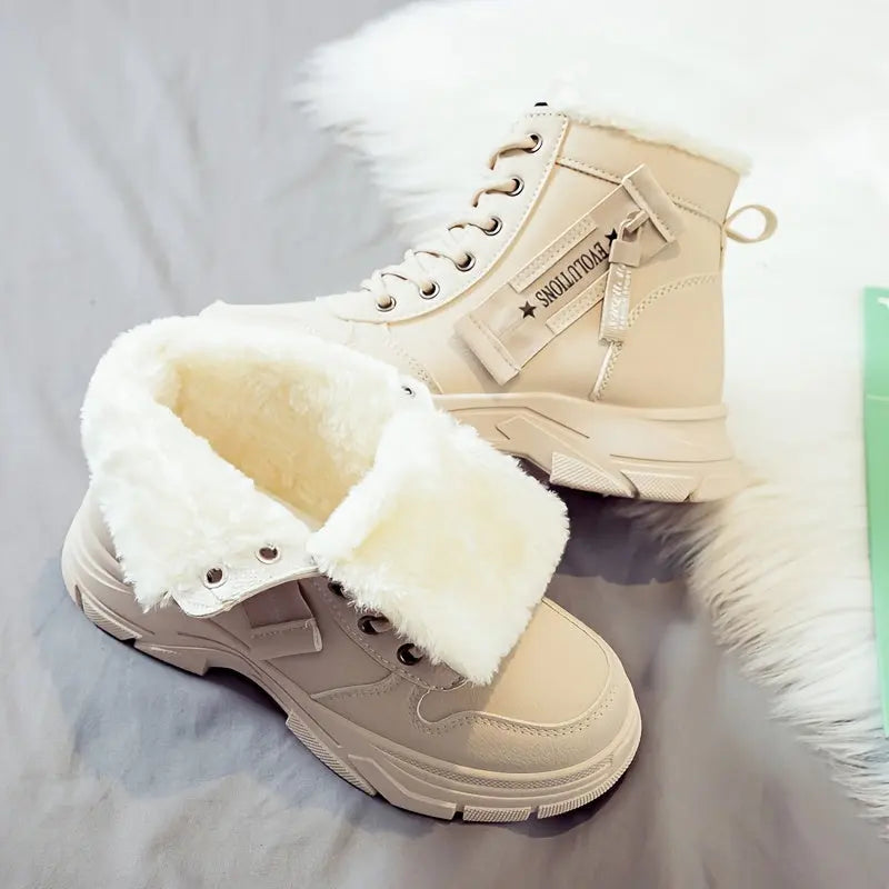Warm Waterproof Women's Snow Boots with Fleece Lining