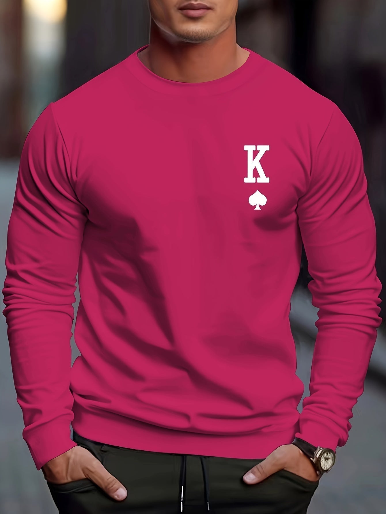 Warm Spade Print Mens Winter Hoodie