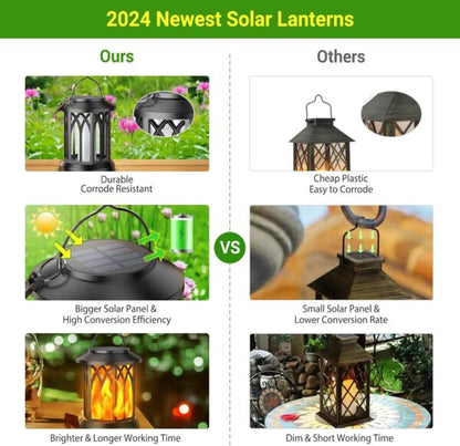 Upgraded Flickering Flame Solar Lantern Outdoor Waterproof Light