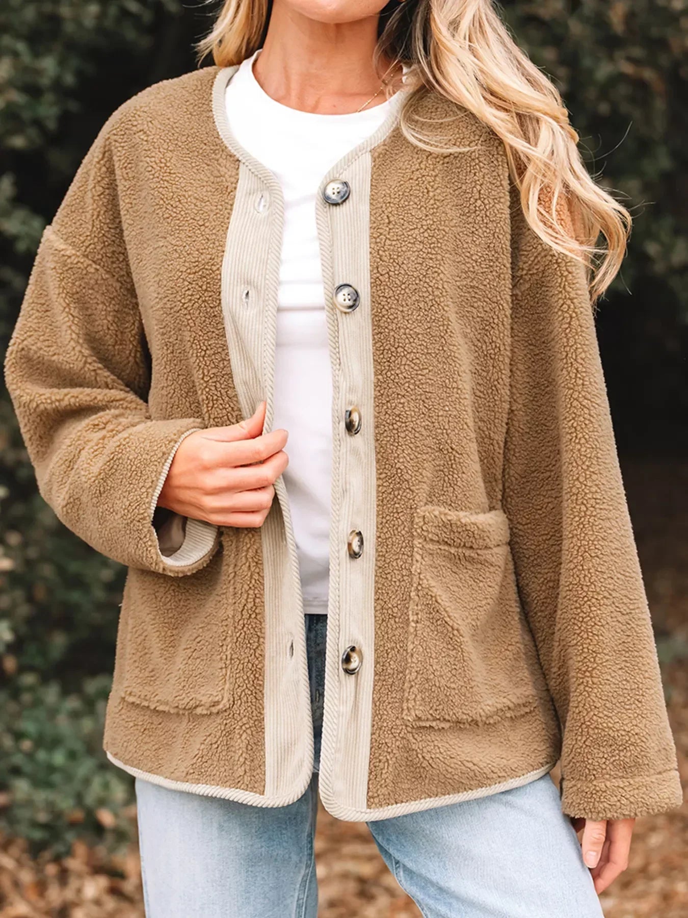 Cozy Faux Fur Ladies Button Jacket Coat - OutfitLondon