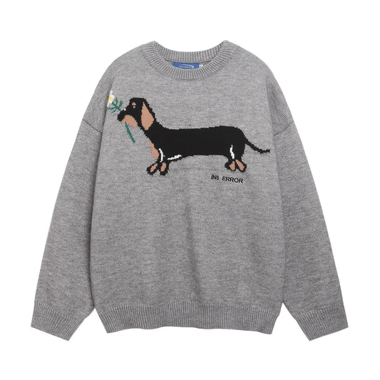 Unisex Casual Jacquard Round Neck Sweater