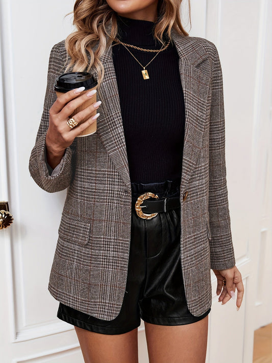 Timeless Check Women's Business Blazer Coat - OutfitLondon