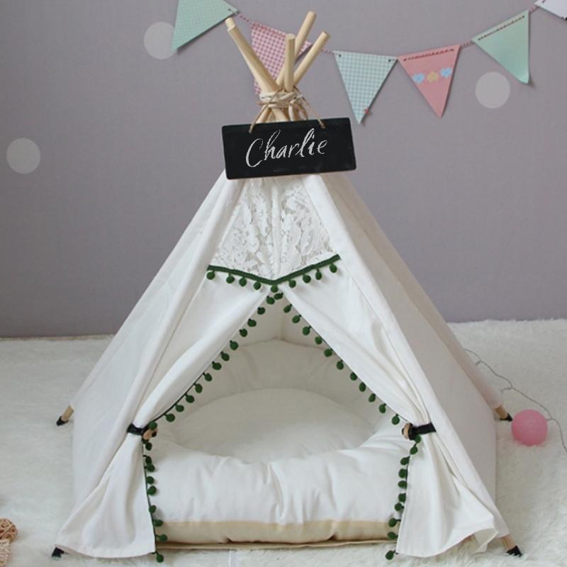Cozy Pet Tent with Plush Cushion in Pastel Green