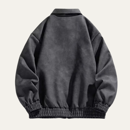 Men's Slim Fit Suede Leather Bomber Jacket