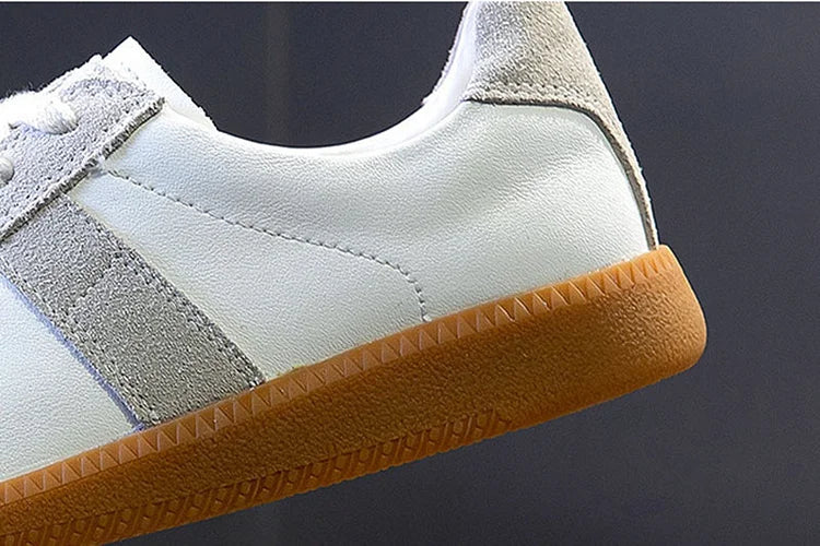 White Leather Low Top Sneakers Shoes