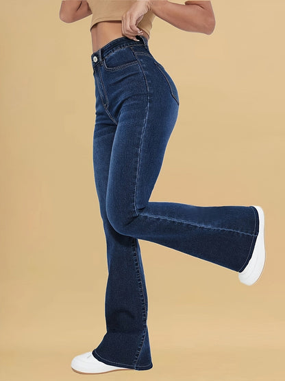 Trendy High Waist Flare Jeans - OutfitLondon