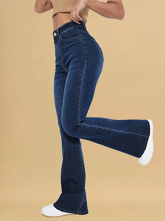 Trendy High Waist Flare Jeans - OutfitLondon