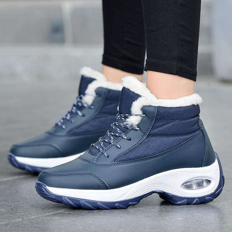 Women Air Cushion Sneakers Boots Warm Fur-Lining Booties