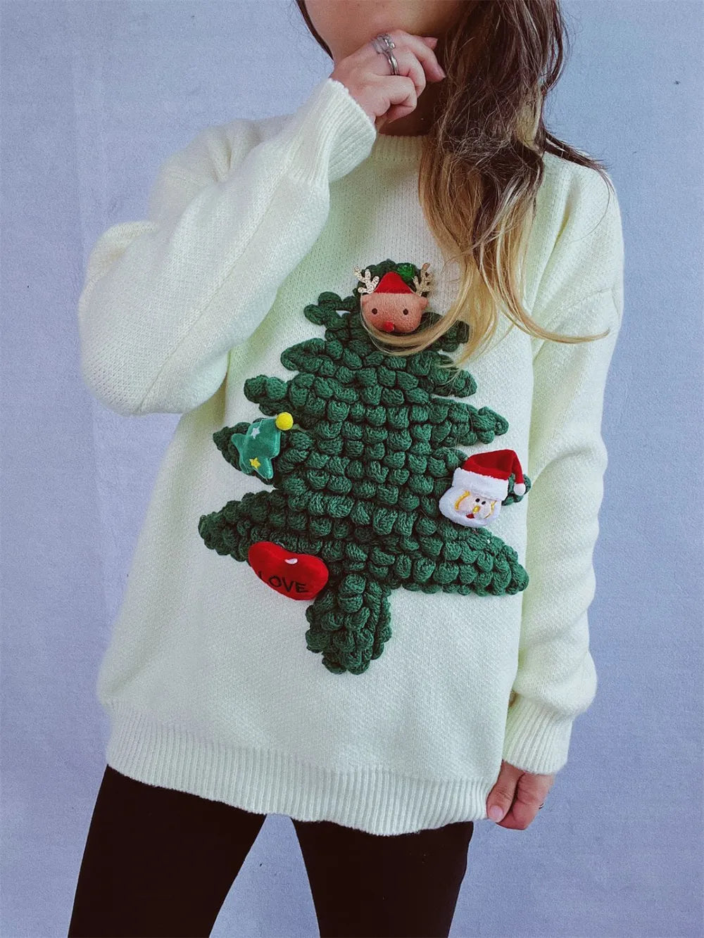 Cozy Christmas Crew Neck Knit Sweater
