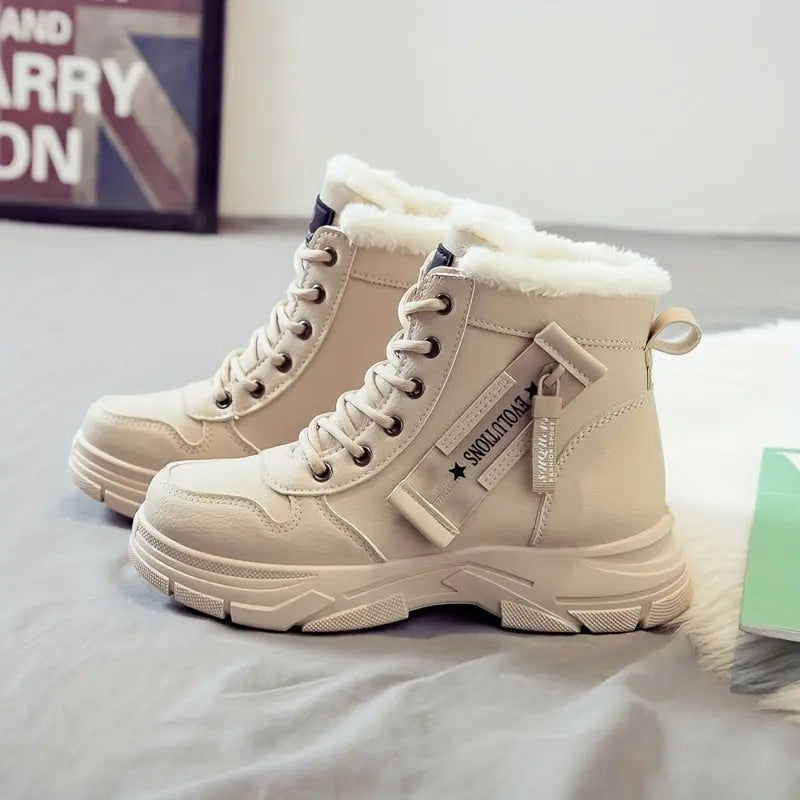 Warm Waterproof Women's Snow Boots with Fleece Lining