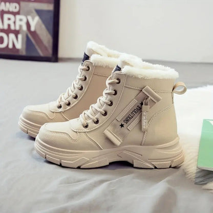 Warm Waterproof Women's Snow Boots with Fleece Lining