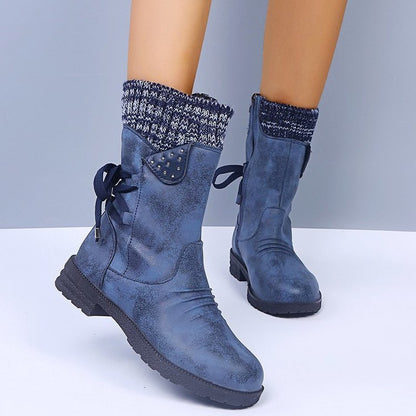 Waterproof Suede Block Heel Ankle Boots Side Zipper Booties