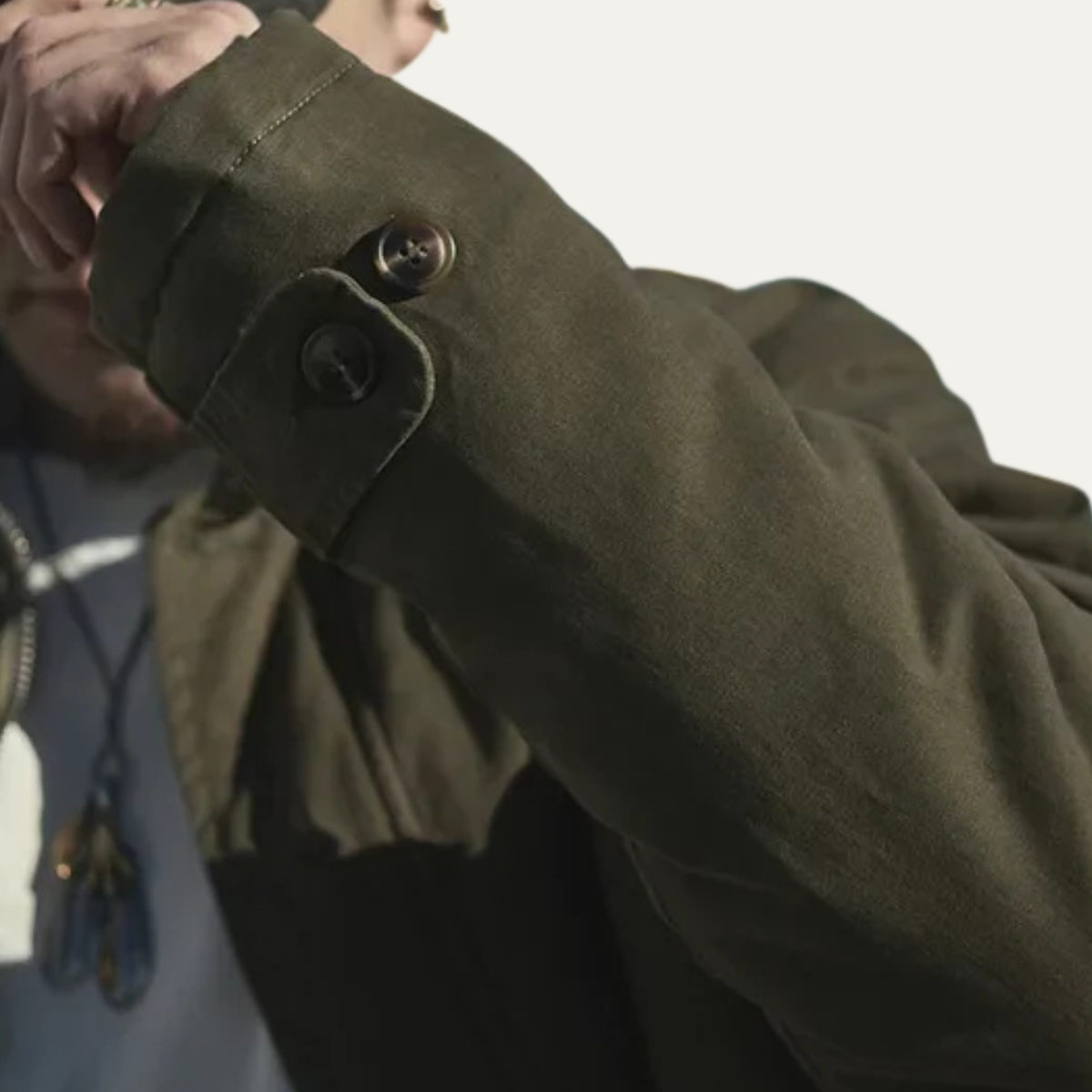 Classic Men's Military Style Fleece Lined Jacket