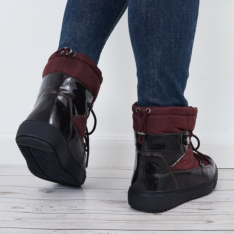 Waterproof Winter Snow Booties Pull on Fur Lining Mid Calf Boots