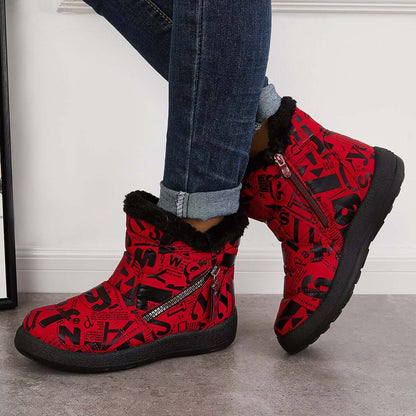 Warm Fur Lining Snow Booties Waterproof Ankle Boots