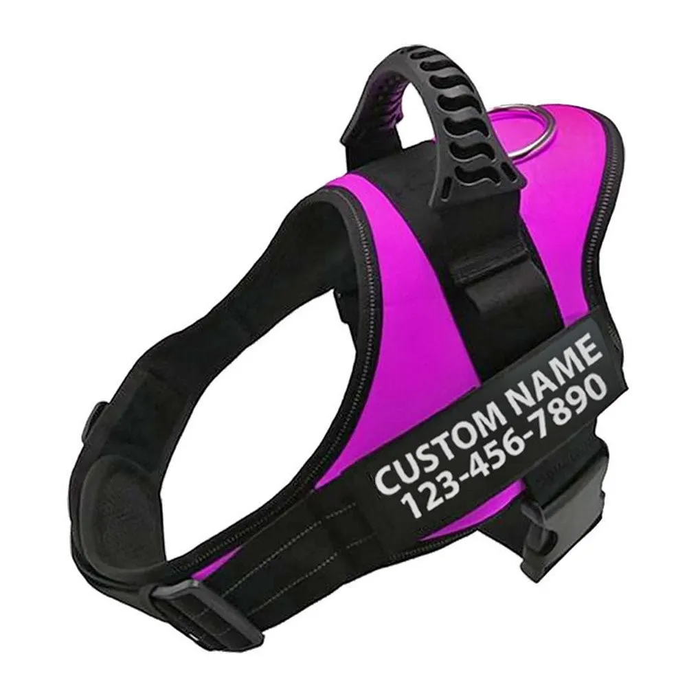 Personalised Dog Harness Strong No Pull Premium Custom Name Reflective Vest