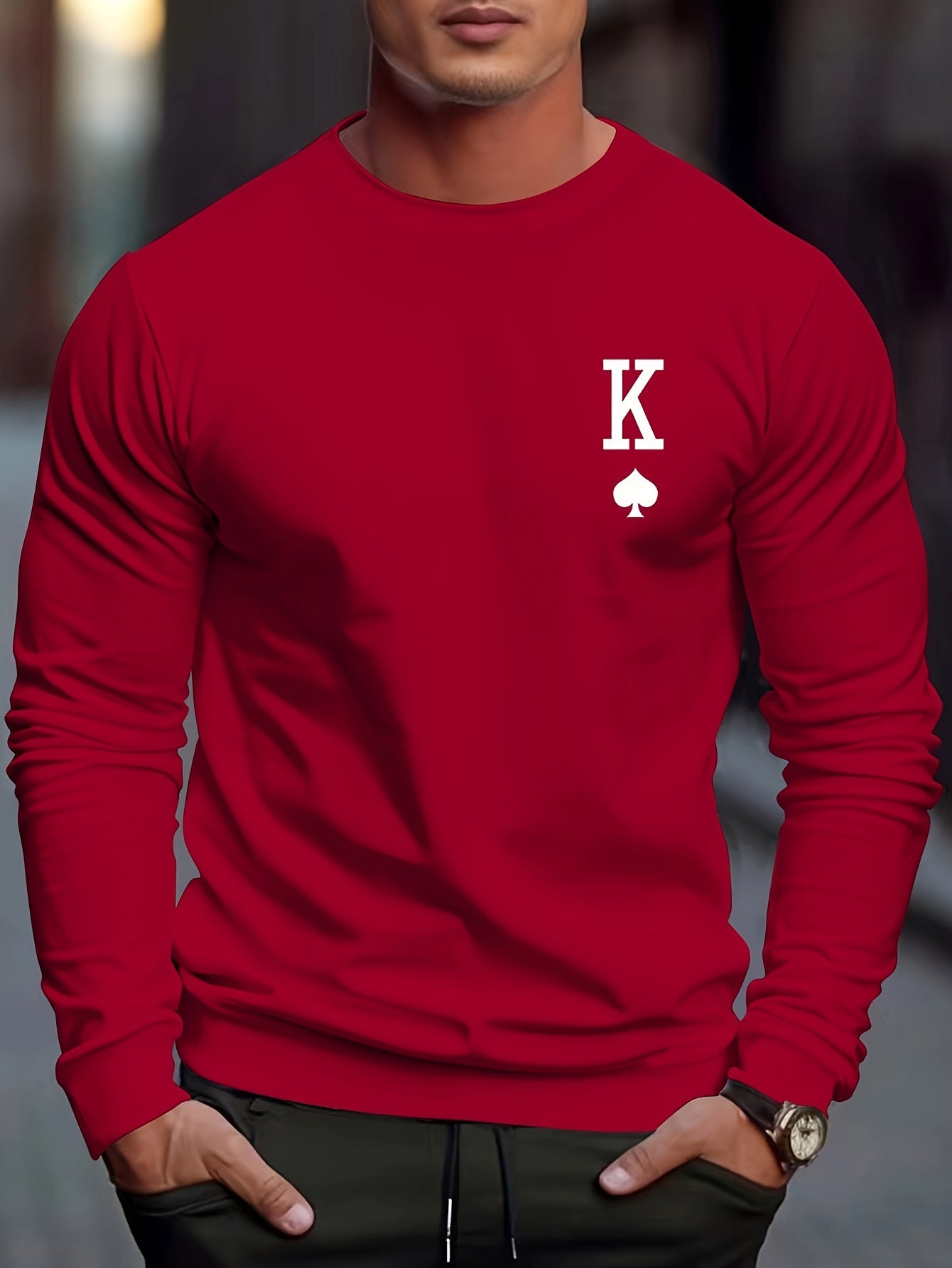 Warm Spade Print Mens Winter Hoodie