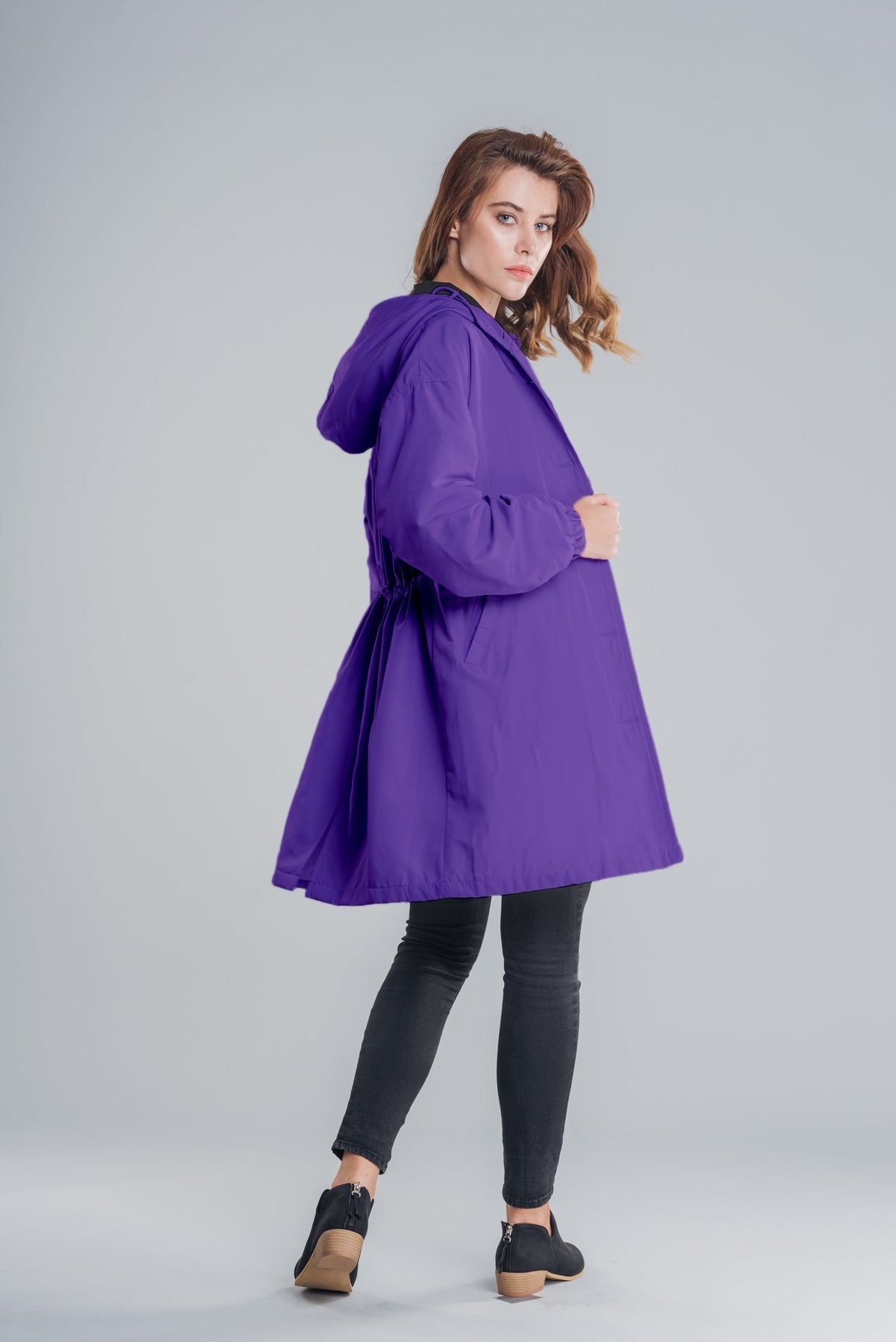 Waterproof Women's Large Hooded Windbreaker Jacket