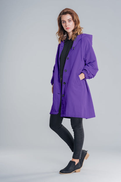 Waterproof Women's Large Hooded Windbreaker Jacket