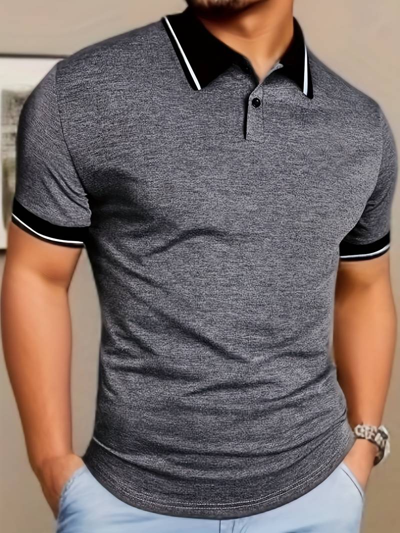 Trendy Color Block Short Sleeve Dress Shirt