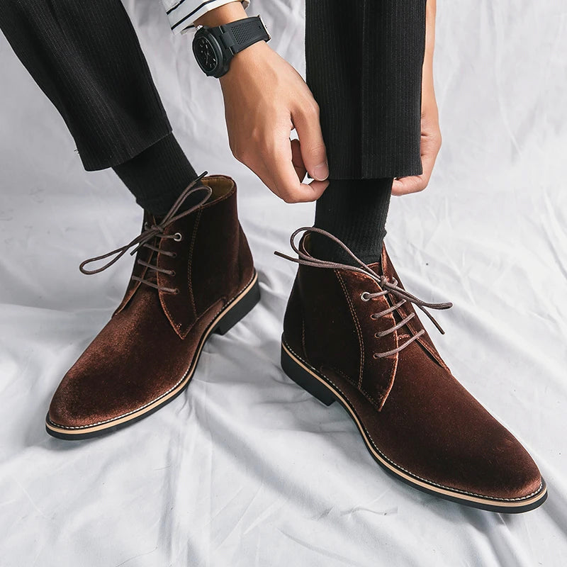 Elegant Black Leather Lace Up Boots