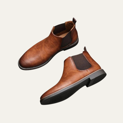 Men's Brown Faux Leather Chelsea Ankle Boot