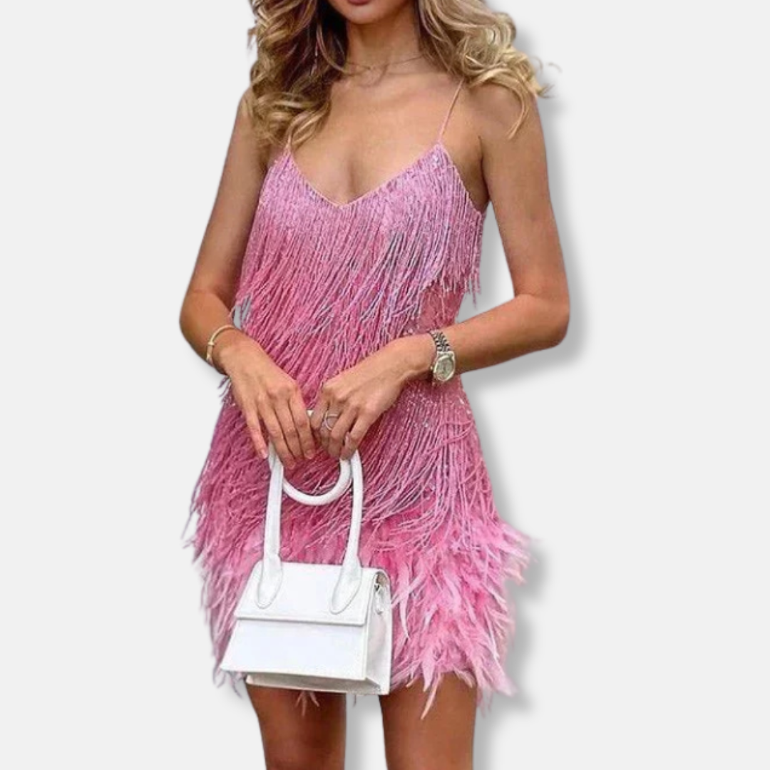 Glittering Beaded Mini Party Dress