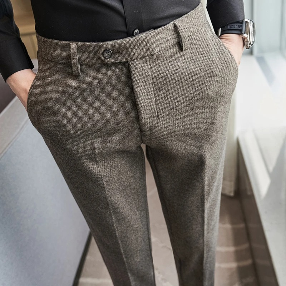 Stylish Men's Tailored Wool Formal Pants