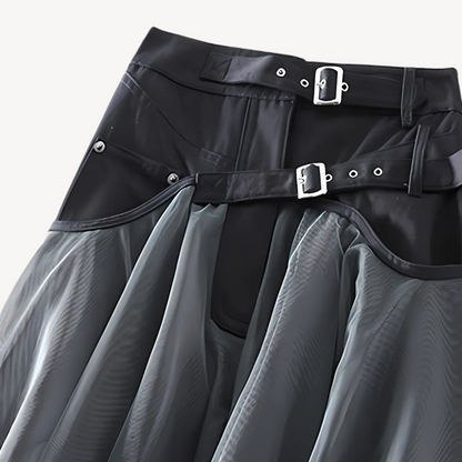 Flowy Black Long Skirt for Women Chiffon