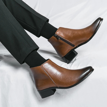 Elegant Men's Leather Ankle Dress Boots