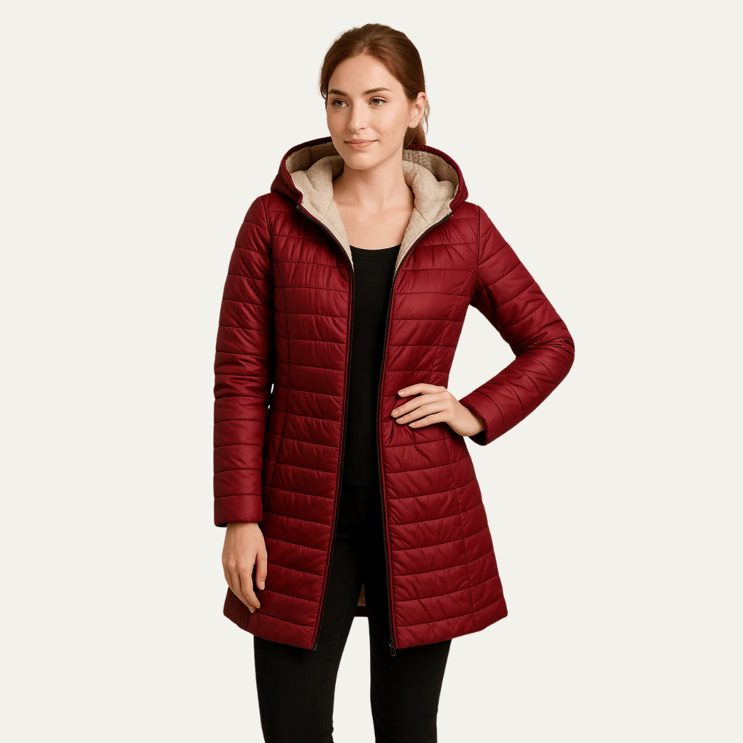 Warm Insulated Mid Length Puffer Jacket