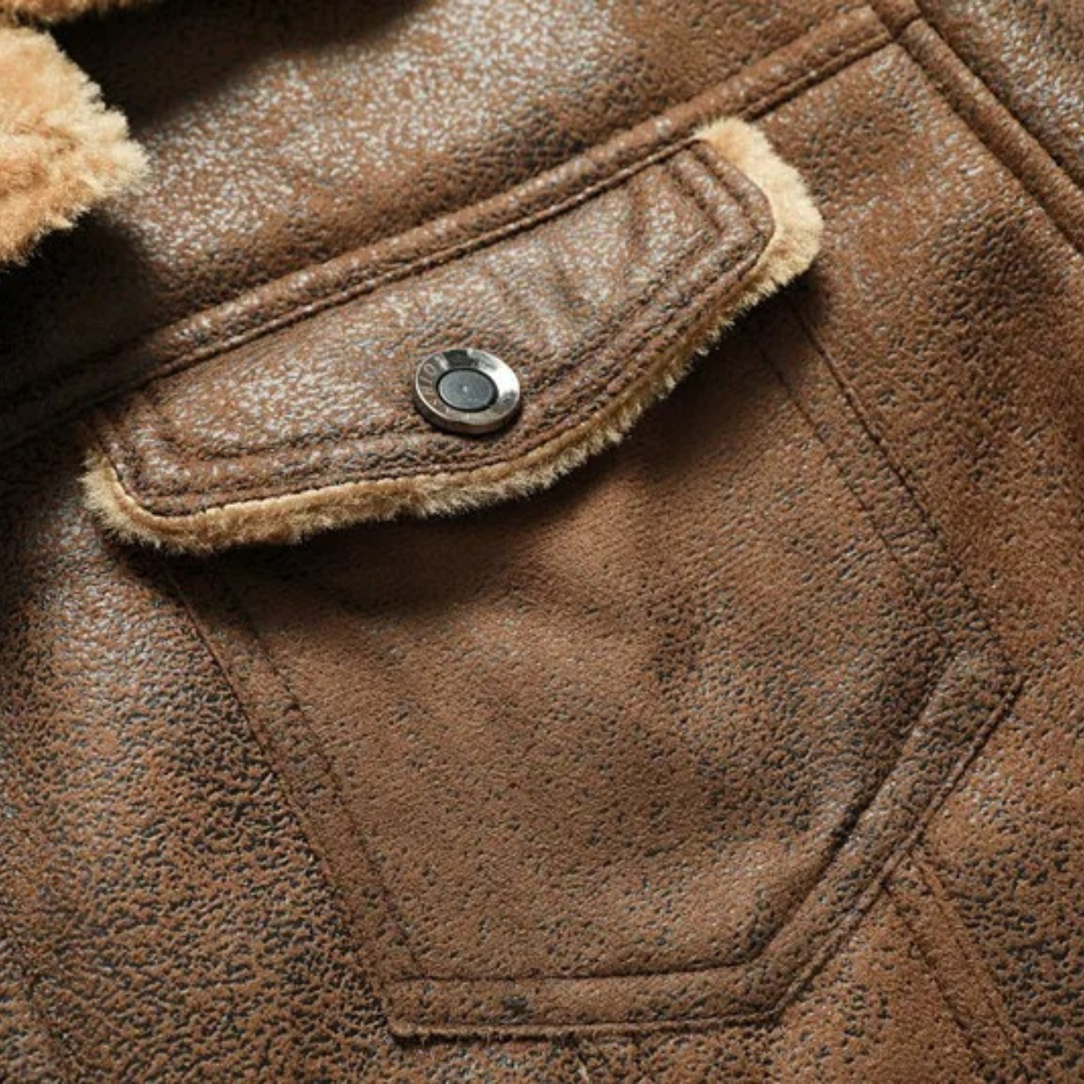 Classic Men's Faux Leather Shearling Coat
