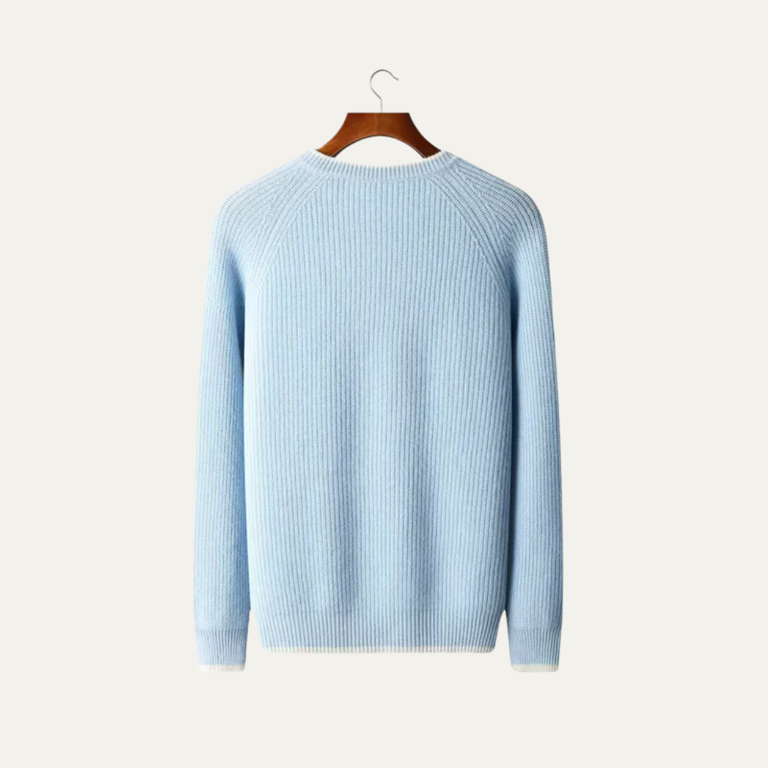 Classic Fit Crew Neck Jumper with Contrast Edging